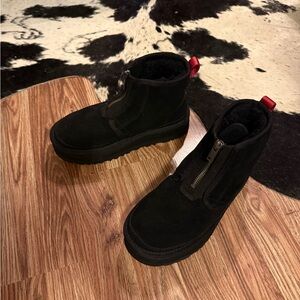UGG Black Winter Boots with Red Accents